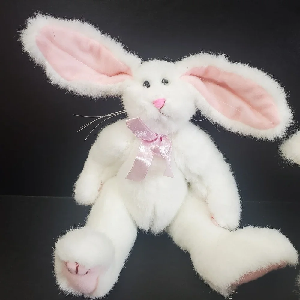White‎ Bunny Rabbit Plush Lot Of 2- Hug Fun, Boyds With Carrot Sweater Jointed